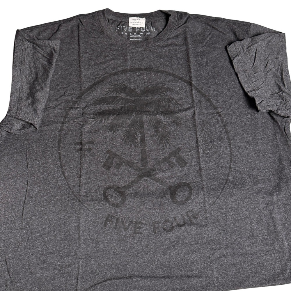 Five Four Mens Palmetto Tee 3XL Heather Black Palm Tree Key Tropical Streetwear